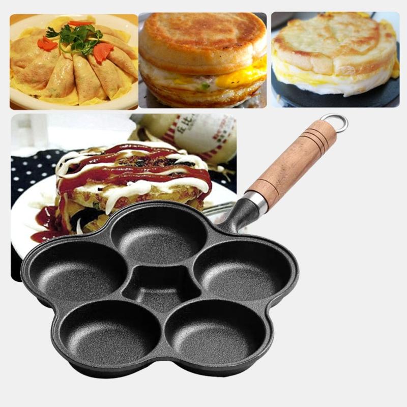 4/6 Holes Omelet Pan for Burger Eggs Ham PanCake Maker Frying Pans Non-stick No Oil Smoke Breakfast Cooking Pot