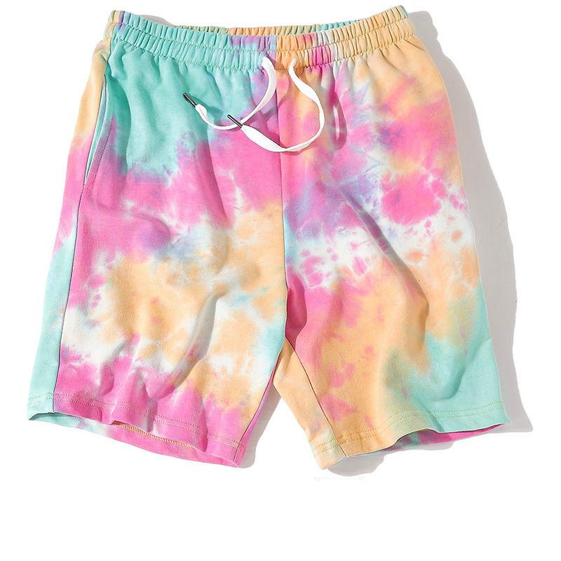 Summer Thin Five-point Tie-dye Shorts for Men and Women Couples Cotton Terry Breathable Hip-hop Loose Trend Five-point Pants Trend