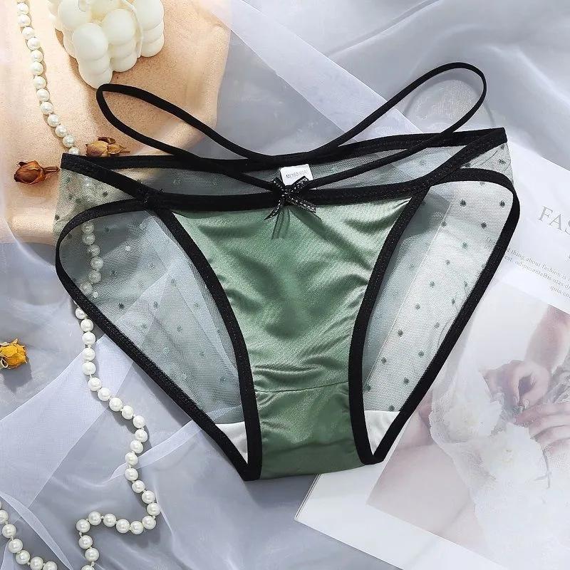 4Pcs/Set Underpants Women's Seamless Sports Transparent Panties Girl's Breathable Lace Cotton Crotch Strap Thin Briefs