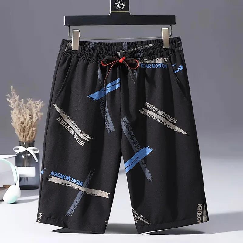 Summer Casual Shorts Men's Ice Silk Trend All-match Outer Wear Beach Pants Straight Loose 5 Five Points Medium Pants