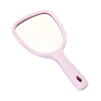 Women Hand-held Makeup Mirror Portable Enlarge Small Mirror  HD Thin and Light Travel Appointment Long Handle