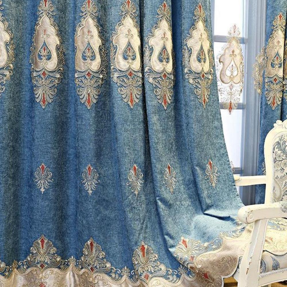 1/2pcs Modern European Style Embroidered Thick Luxury Curtains for Living Room Balcony Bedroom Blackout Curtains