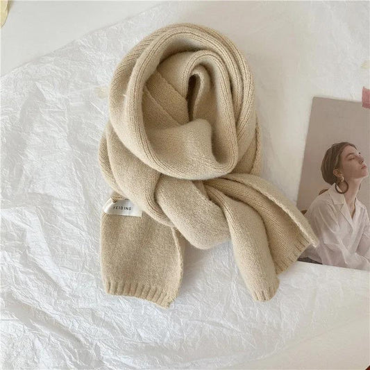 Scarf Female Winter Korean Fashion Solid Color Woven Scarf Thick Warm Wool Couple Scarf Shawl