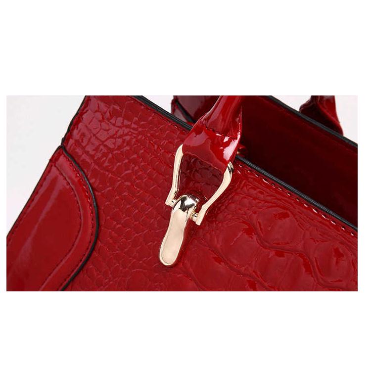 Woman bag European and American style handbag Trendy wild Patent leather bag Genuine Leather