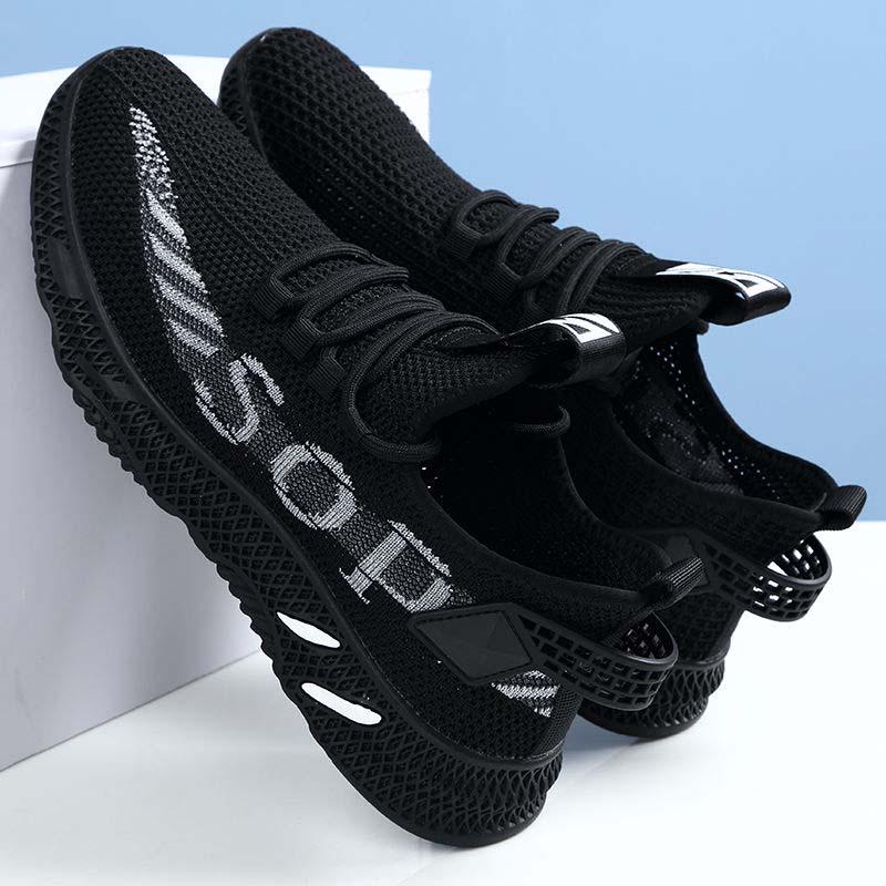 Plus Size 38-44 Men Flying Woven Mesh Sneakers Comfortable Breathable Running Basketball Shoes Casual Shockproof Non-slip Shoes