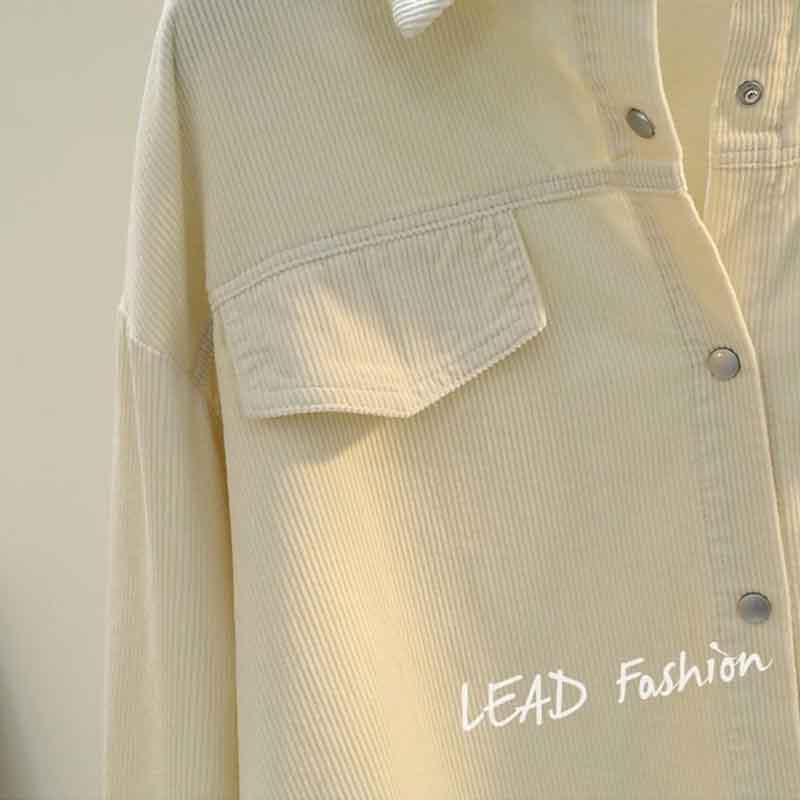 Mid-length Corduroy Shirt Women's Spring and Summer Thickened Double-pocket Shirt Coat Cardigan