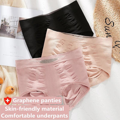 Women's Sexy Underwear 3 Packs Graphene Antibacterial Panties High-waisted Abdomen Hips Pelvis Adjustment Panties Body Shaping Breathable Hip Pants