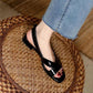 Fairy Style Sandals Female Summer Flat Bottom All-match Soft-soled Slippers Soft Leather Low-heeled Cross Roman Sandals