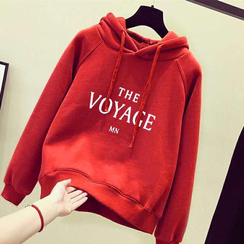 Long Sleeve Warm Hooded Tops Autumn and Winter Cotton Sweater Women's Sweatshirt Wild Large Size