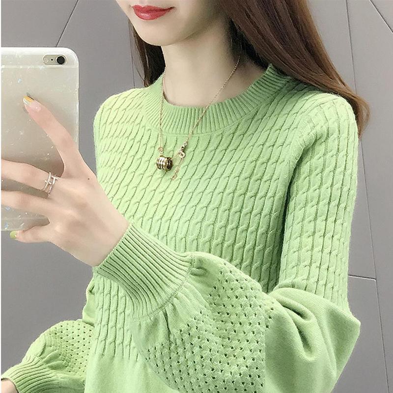 Knit Dress Women Autumn and Winter Loose Mid-length Over-the-knee Sweater Bottoming Tie Belt Slim-fit Sweater Dress Puff Sleeve Sweater