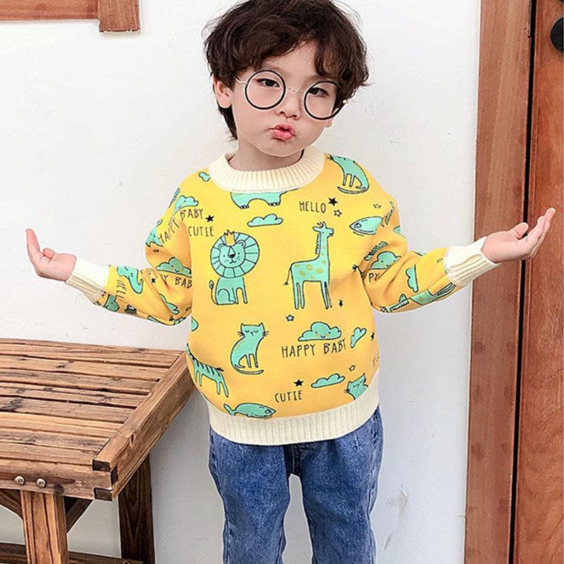 Baby Sweater and Cashmere Fall/winter Girl's Knit Sweater Pullover Boy Warm Jacket Baby Middle and Small Children Children's Sweater