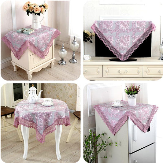 Bedside Table Cover Towel Cover Cloth Small Round Table Coffee Table Cloth Square Microwave Refrigerator Household Cloth Lace Universal Cover Towel