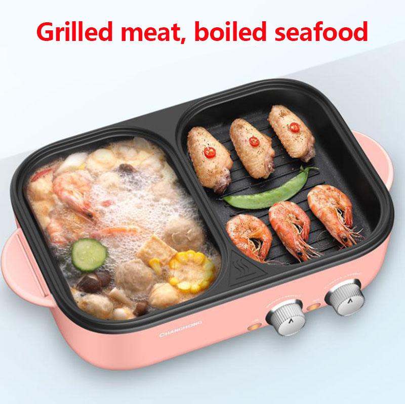 1200W BBC Heat Pot Machine Electric Bakeware Smokeless Fried Steak Pan Multi-purpose Grill Pan Nonstick Pot