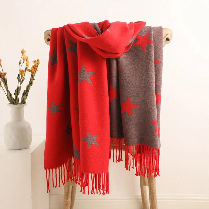 Winter Cashmere Scarf High-end Western Style Printed Fringed Scarf Lengthened Thickened Double-sided Two-color Shawl Scarf for Women