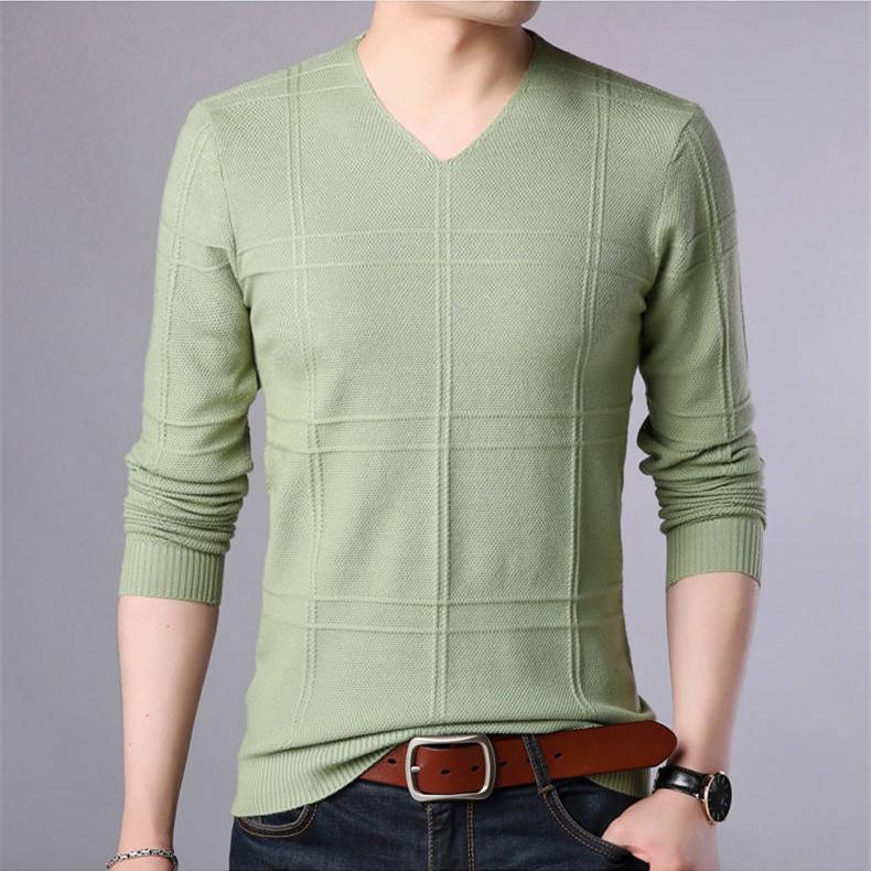 Autumn Winter Men's Sweater Men's V-Neck Casual Sweater Men's Slim Fit Brand Knitted Pullovers