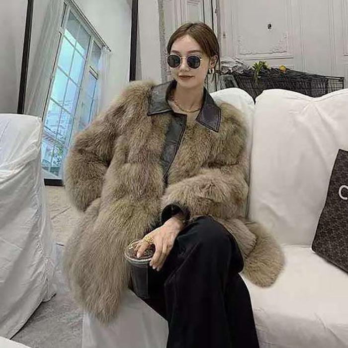 Winter Warm Faux Fox Fur Coat Thickened and Thin Long Fur Coat