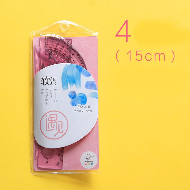 1/5/10 Pcs Soft Ruler Four-piece School Supplies Student Stationery Protractor Triangle Ruler