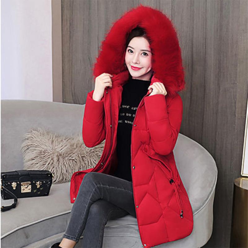 Women's Mid-length Down Jacket Winter Korean Loose Cotton Clothes Casual Hooded Padded Jacket Quilted Jacket