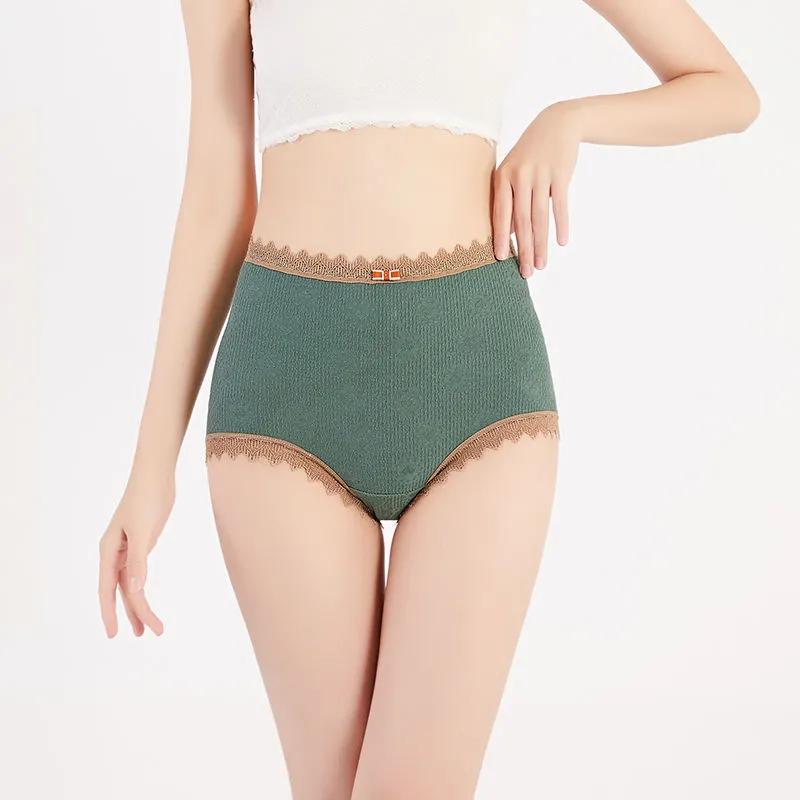 Women's Underwear High Waist Cotton Back Lace Hollow Cotton Antibacterial Bottom File Abdominal Lifting Hip Breathable Ladies Transparent Briefs