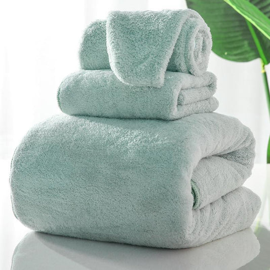 Household Towel Set Adult Absorbent Bath Towel Three-piece Shower Cap Thick and Soft Not Easy To Shed Hair Household Hair Dryer Cap Bath Towel Female