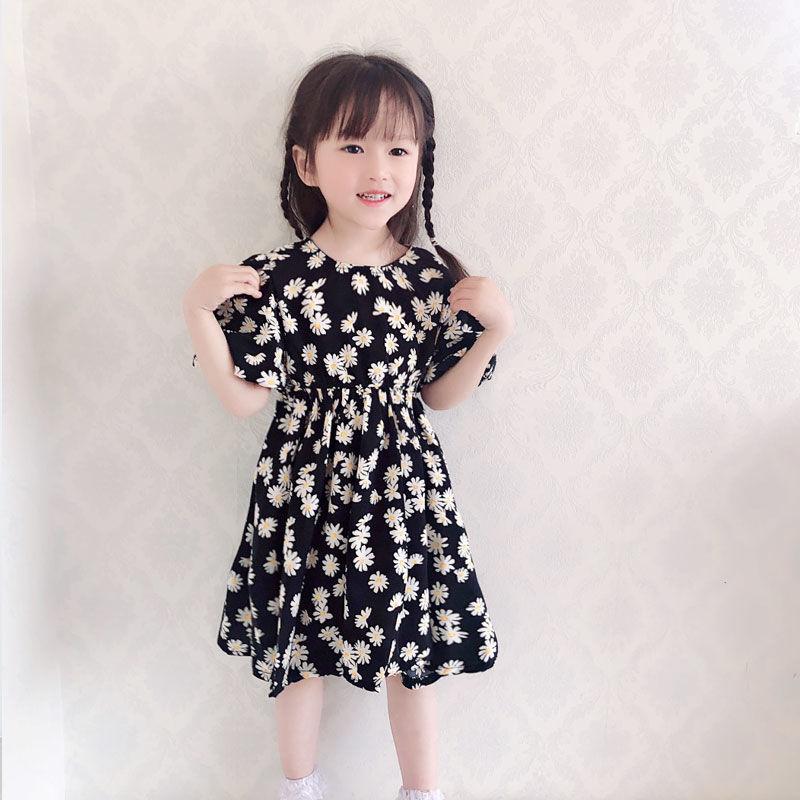 Children Dress Spring Summer Clothing  Baby Girls Clothing Printing Girl's Dress Princess Skirt Chrysanthemum Broken Flower Dress