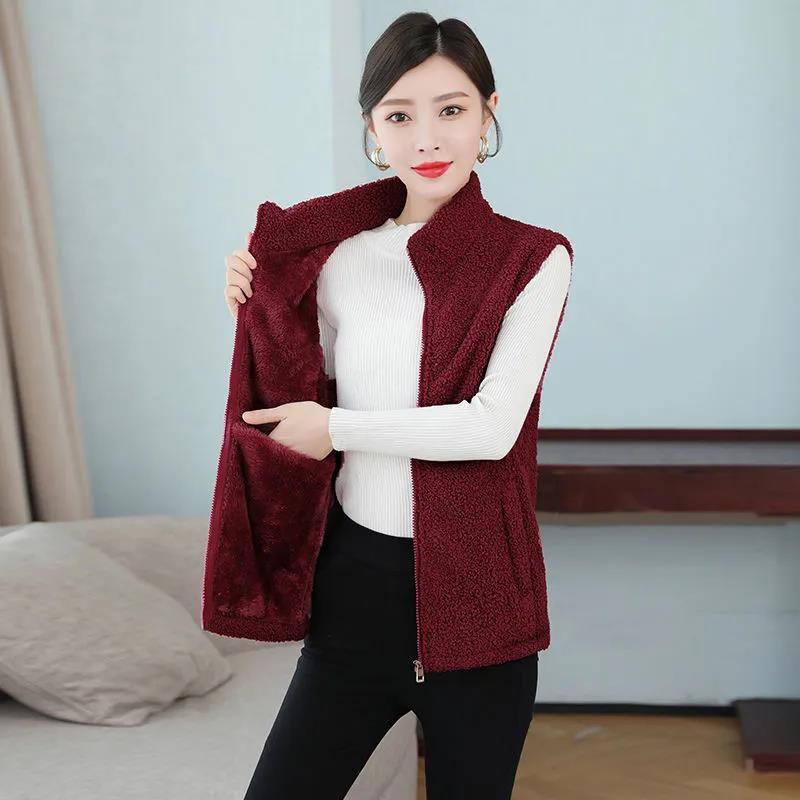 Vest Women's Short Lamb Fleece Autumn and Winter Thickened Warm All-match Coat