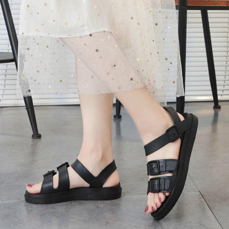 Summer Roman Sandals Female Students Korean Version of The Social Wild Ladies Flat Harajuku Style Beach Sandals