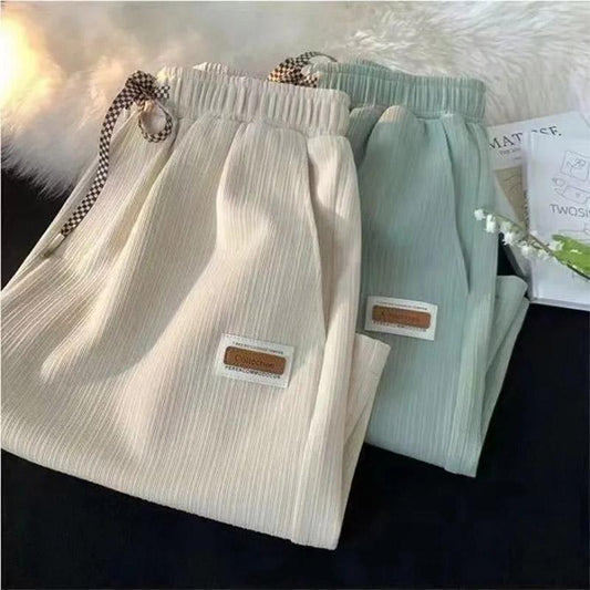 Summer Ice Silk Shorts Women's Loose Salt Series Casual Wide-leg Pants High-waisted Thin Straight-leg Five-point Pants